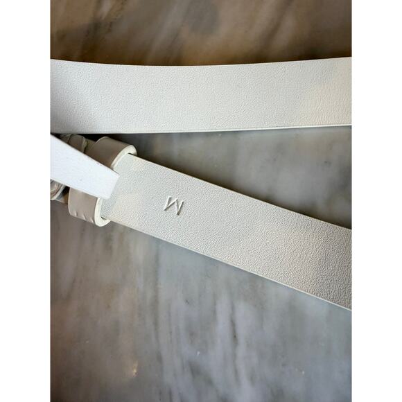 Black Suede Studio Slim Leather City Belt White Croc Silver Buckle M main image 4